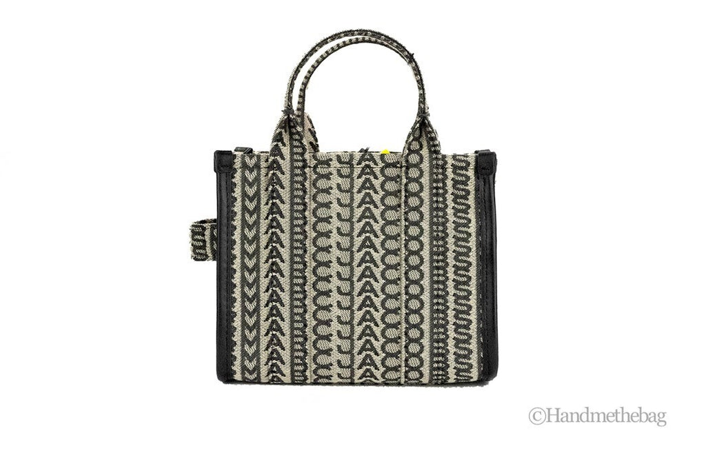 Marc Jacobs The Monogram Beige Mini Tote Woven Jacquard Canvas Crossbody Handbag