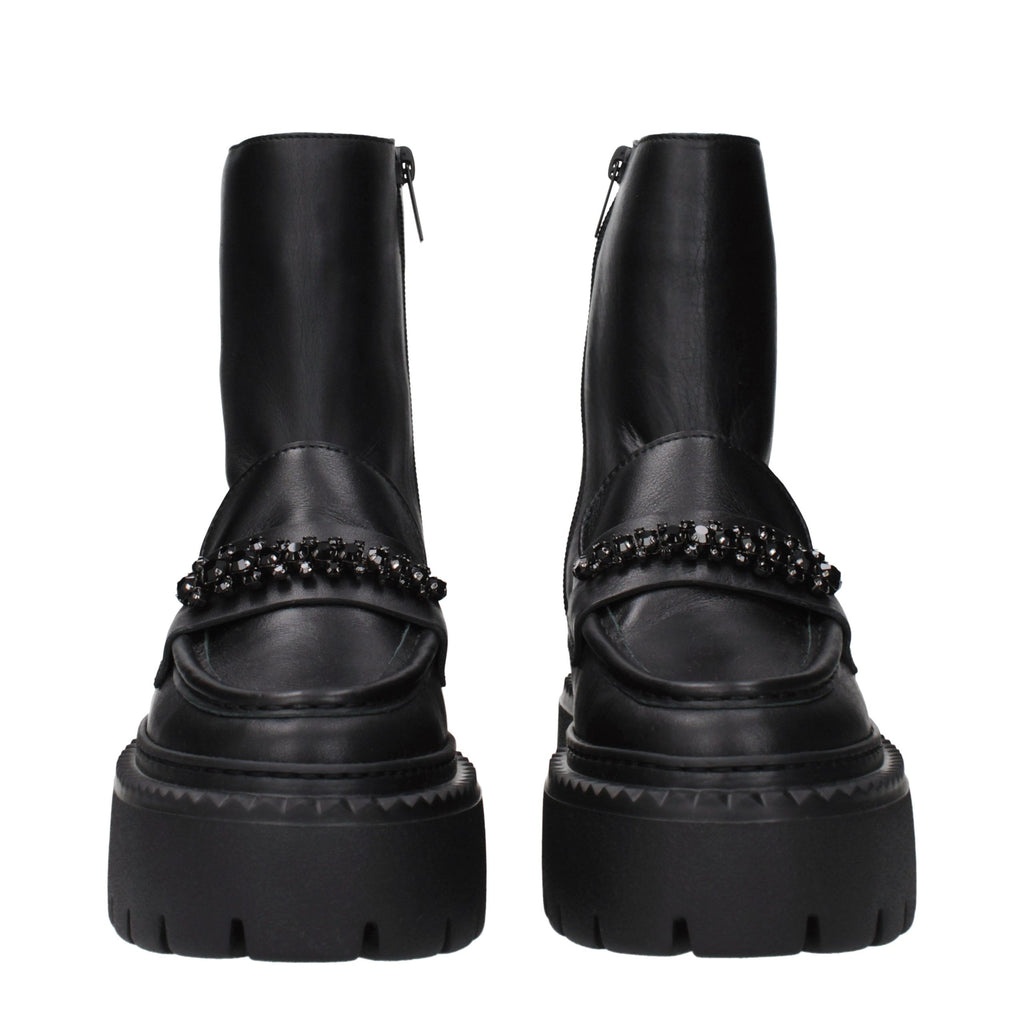 Black Leather Ankle Boots