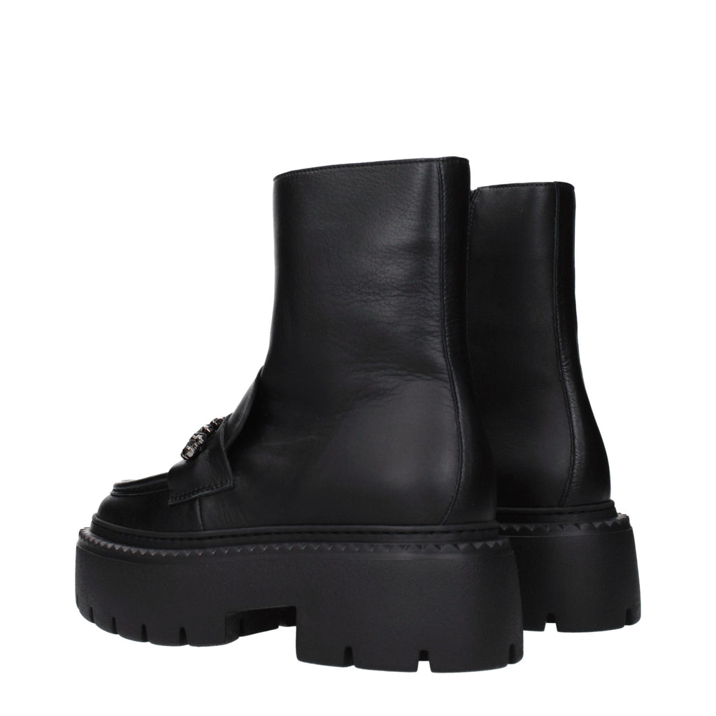 Black Leather Ankle Boots