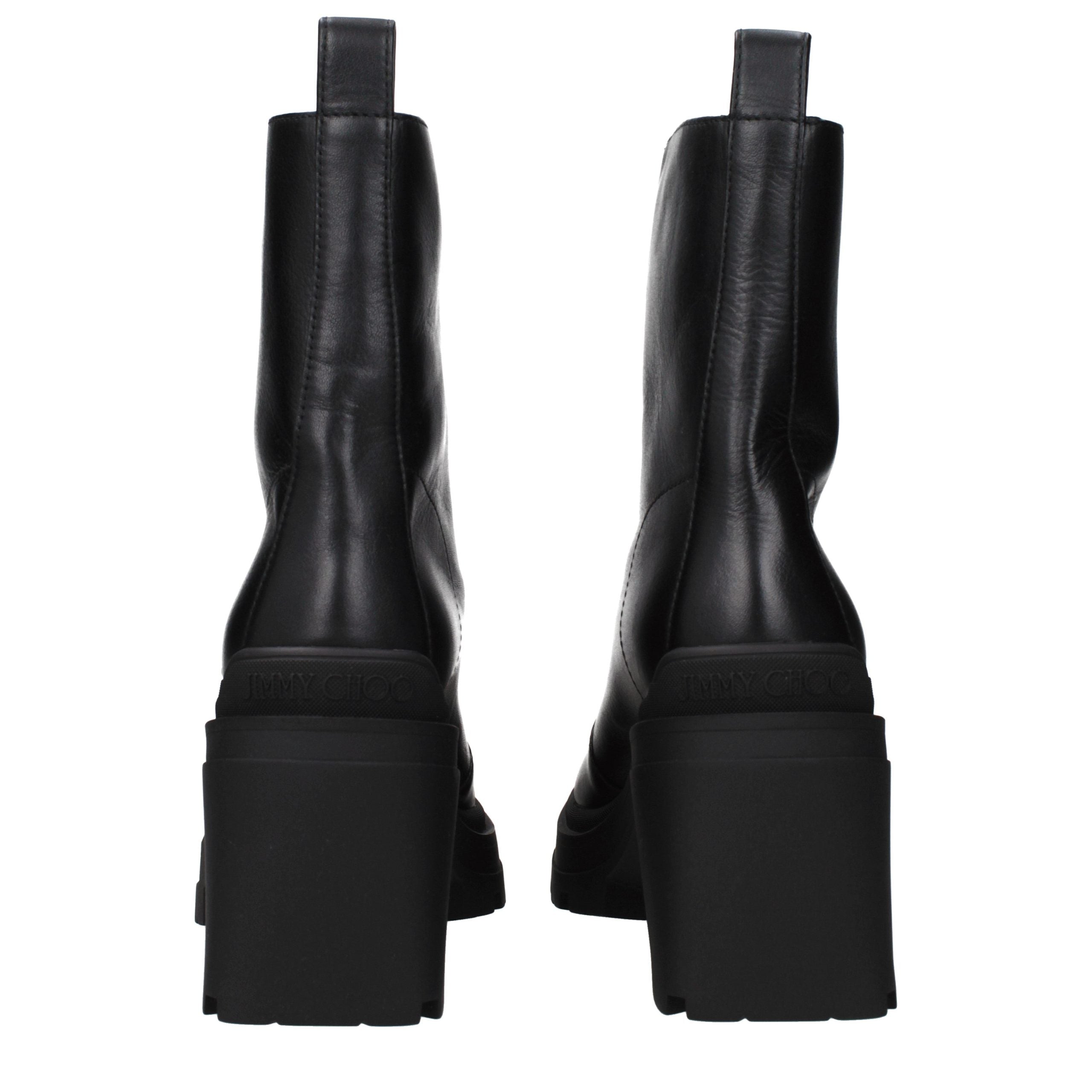 Black Leather Ankle Boots