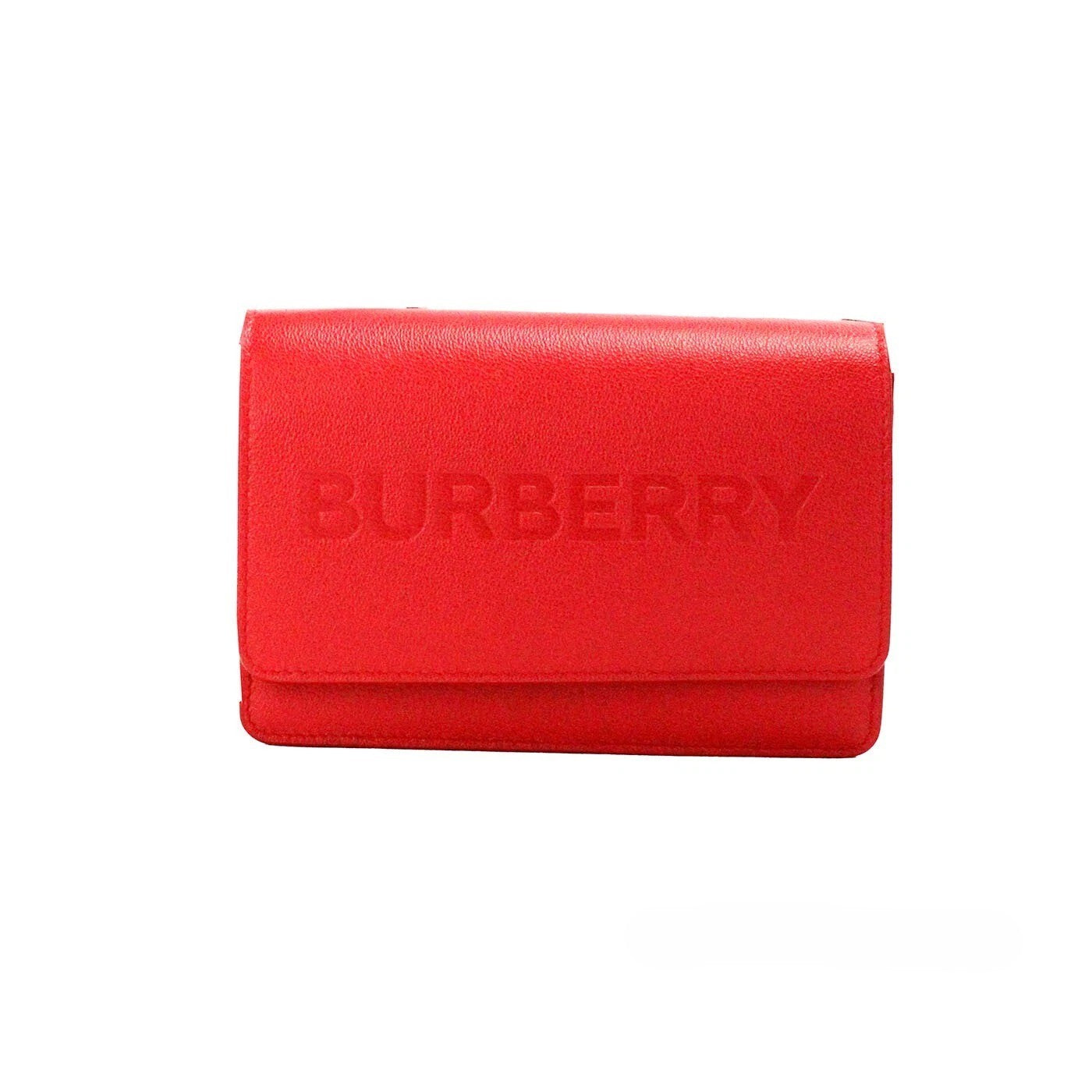 Burberry Hampshire Small Red Embossed Logo Smooth Leather Crossbody Bag