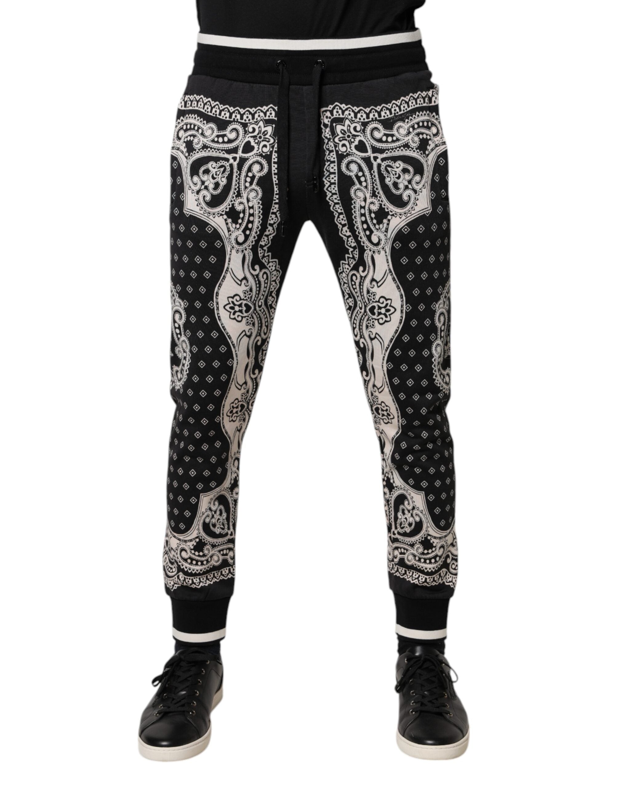 Black Cotton Bandana Jogger Sweatpants Pants